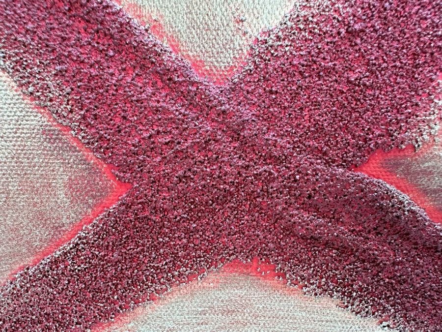 Gerrit Greve (1948-2024, Cardiff by the Sea, CA) Original Abstract Calligraphy Textured Acrylic Painting On Canvas Titled 'Love' Signed Front 20' X 24' Estimate $1,000-$2,000 [Photo 5]