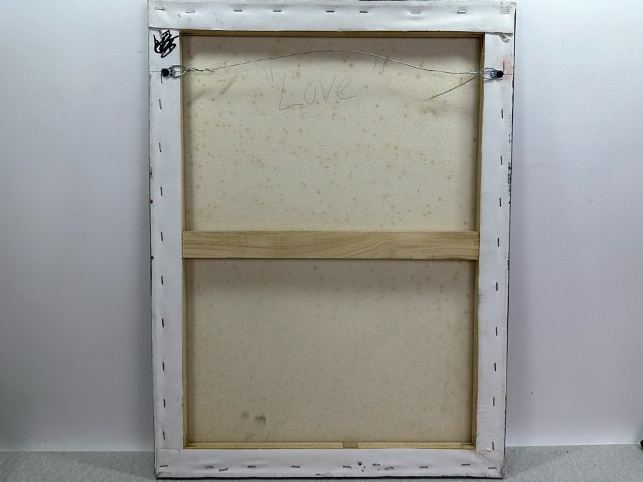 Gerrit Greve (1948-2024, Cardiff by the Sea, CA) Original Abstract Calligraphy Textured Acrylic Painting On Canvas Titled 'Love' Signed Front 20' X 24' Estimate $1,000-$2,000 [Photo 7]