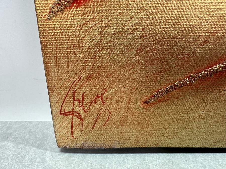 Gerrit Greve (1948-2024, Cardiff by the Sea, CA) Original Abstract Calligraphy Textured Acrylic Painting On Canvas Titled 'Love' Signed Front 20' X 24' Estimate $1,000-$2,000 [Photo 4]