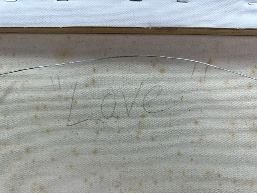 Gerrit Greve (1948-2024, Cardiff by the Sea, CA) Original Abstract Calligraphy Textured Acrylic Painting On Canvas Titled 'Love' Signed Front 20' X 24' Estimate $1,000-$2,000 [Photo 8]