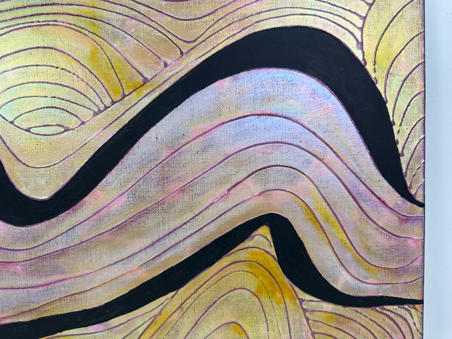 Gerrit Greve (1948-2024, Cardiff by the Sea, CA) Original Mixed Media Wave Acrylic Painting On Canvas Signed Verso 24' X 20' Estimate $1,000-$2,000 [Photo 4]