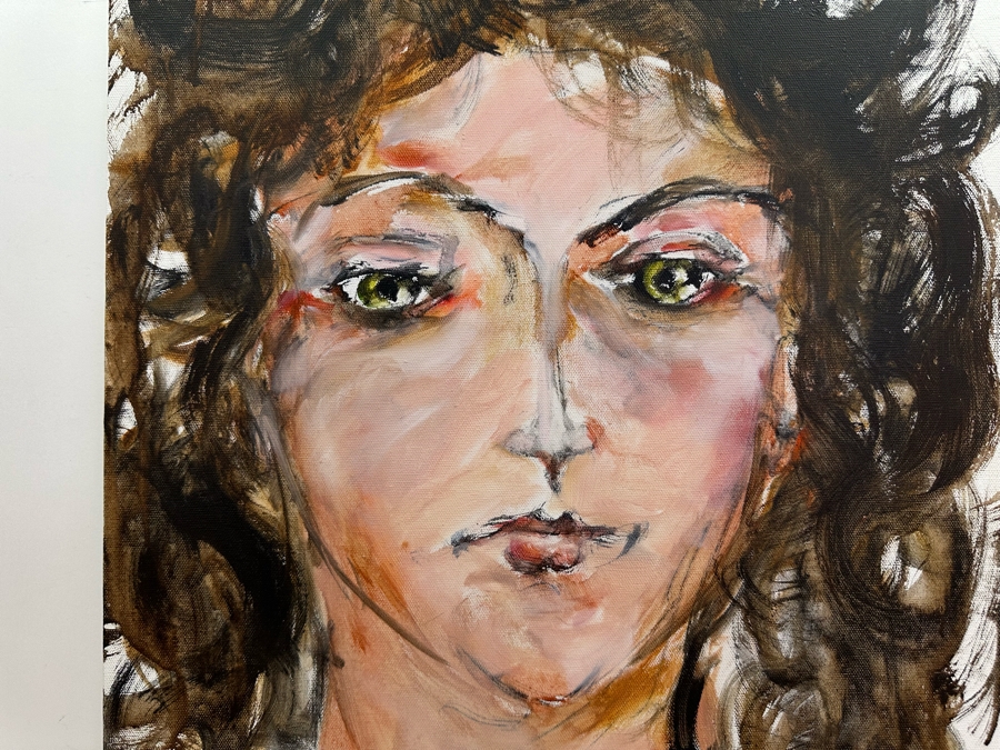 Gerrit Greve (1948-2024, Cardiff by the Sea, CA) Original Abstract Portrait Acrylic Painting On Canvas 2011 Signed Front & Verso 20' X 24' Estimate $1,000-$2,000 [Photo 2]