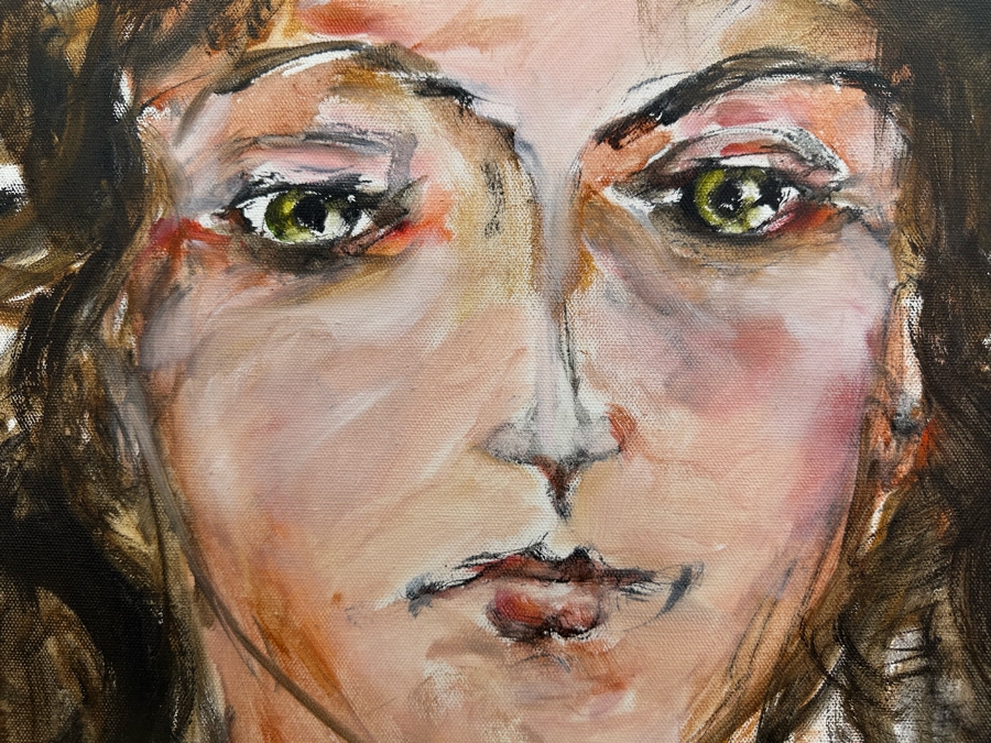 Gerrit Greve (1948-2024, Cardiff by the Sea, CA) Original Abstract Portrait Acrylic Painting On Canvas 2011 Signed Front & Verso 20' X 24' Estimate $1,000-$2,000 [Photo 3]