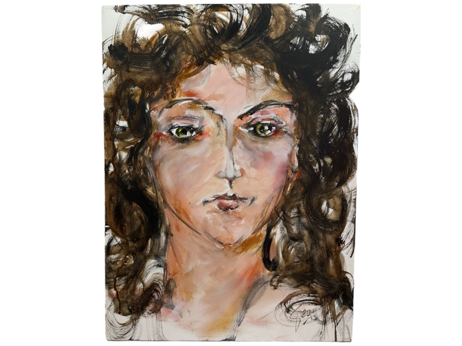 Gerrit Greve (1948-2024, Cardiff by the Sea, CA) Original Abstract Portrait Acrylic Painting On Canvas 2011 Signed Front & Verso 20' X 24' Estimate $1,000-$2,000 [Photo 1]