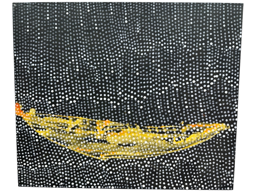 Gerrit Greve (1948-2024, Cardiff by the Sea, CA) Original Abstract Spirit Boats Acrylic Painting On Canvas Panel Titled 'Spirit Boat 91' 2007 Signed Verso 24' X 20' Estimate $1,000-$2,000 [Photo 1]