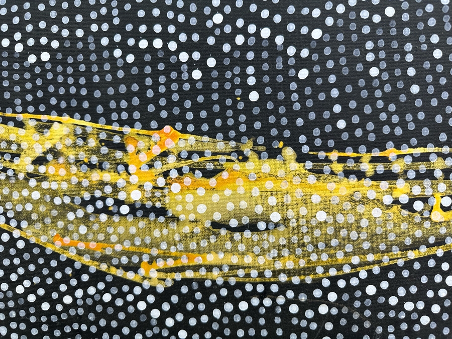 Gerrit Greve (1948-2024, Cardiff by the Sea, CA) Original Abstract Spirit Boats Acrylic Painting On Canvas Panel Titled 'Spirit Boat 91' 2007 Signed Verso 24' X 20' Estimate $1,000-$2,000 [Photo 3]