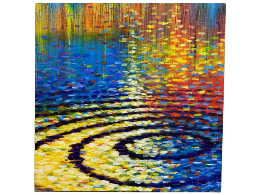 Gerrit Greve (1948-2024, Cardiff by the Sea, CA) Original Abstract Colorful Ripple Acrylic Painting On Canvas Signed Verso 20' X 20' Estimate $1,000-$2,000 [Photo 1]