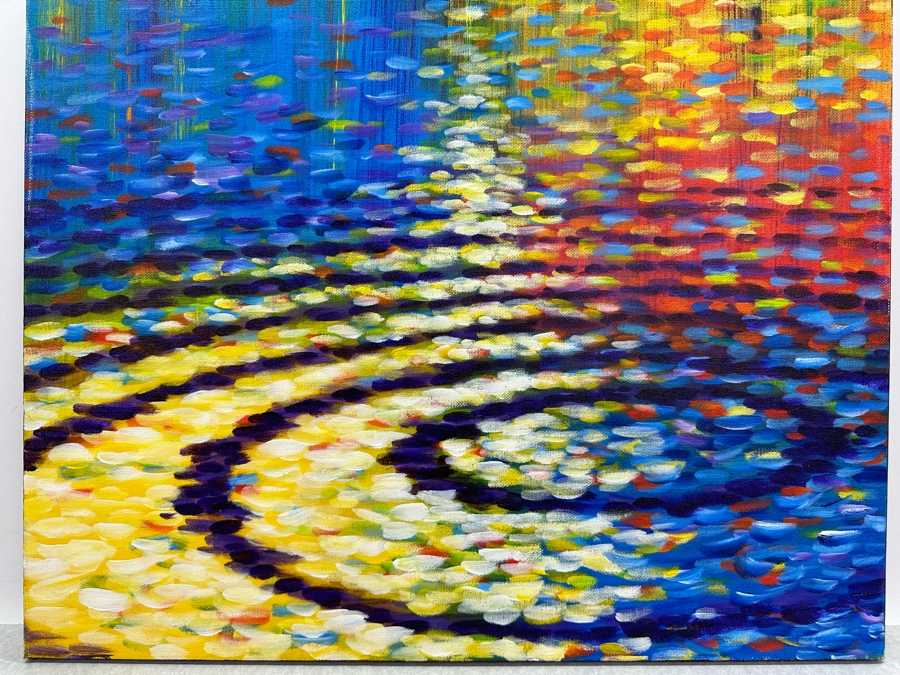 Gerrit Greve (1948-2024, Cardiff by the Sea, CA) Original Abstract Colorful Ripple Acrylic Painting On Canvas Signed Verso 20' X 20' Estimate $1,000-$2,000 [Photo 2]