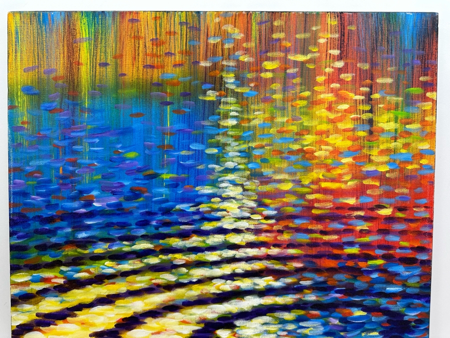 Gerrit Greve (1948-2024, Cardiff by the Sea, CA) Original Abstract Colorful Ripple Acrylic Painting On Canvas Signed Verso 20' X 20' Estimate $1,000-$2,000 [Photo 3]