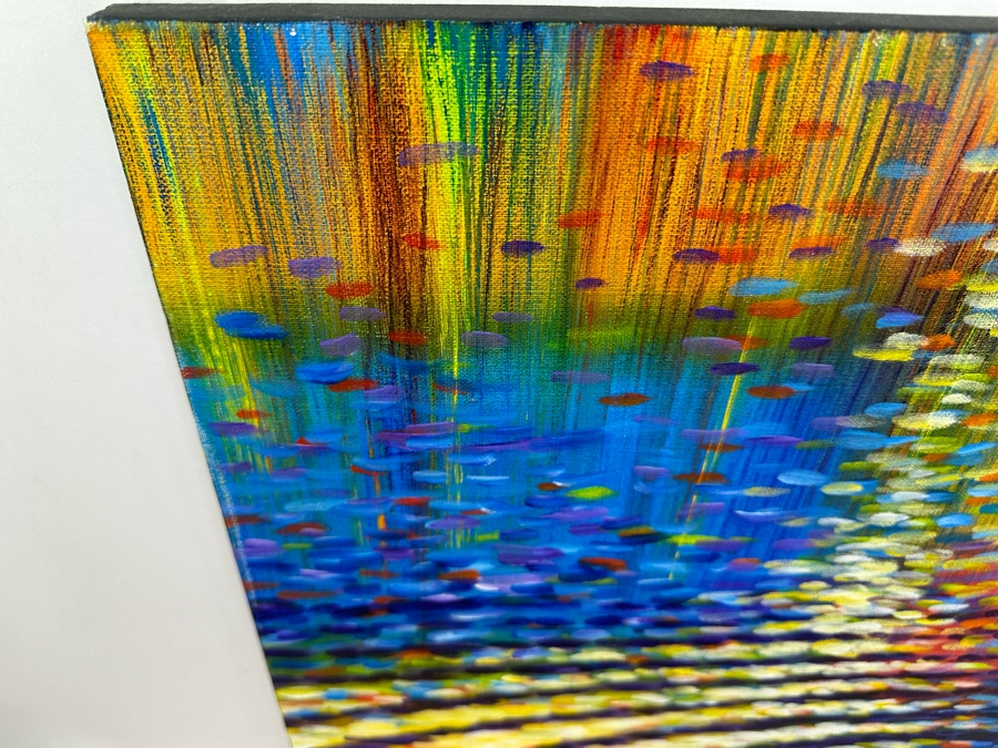 Gerrit Greve (1948-2024, Cardiff by the Sea, CA) Original Abstract Colorful Ripple Acrylic Painting On Canvas Signed Verso 20' X 20' Estimate $1,000-$2,000 [Photo 6]