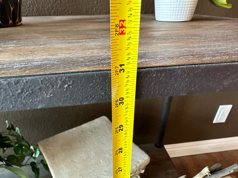 Restoration Hardware Reclaimed Wood And Metal Console Table On Casters 52'W X 20'D X 31'H [Photo 8]