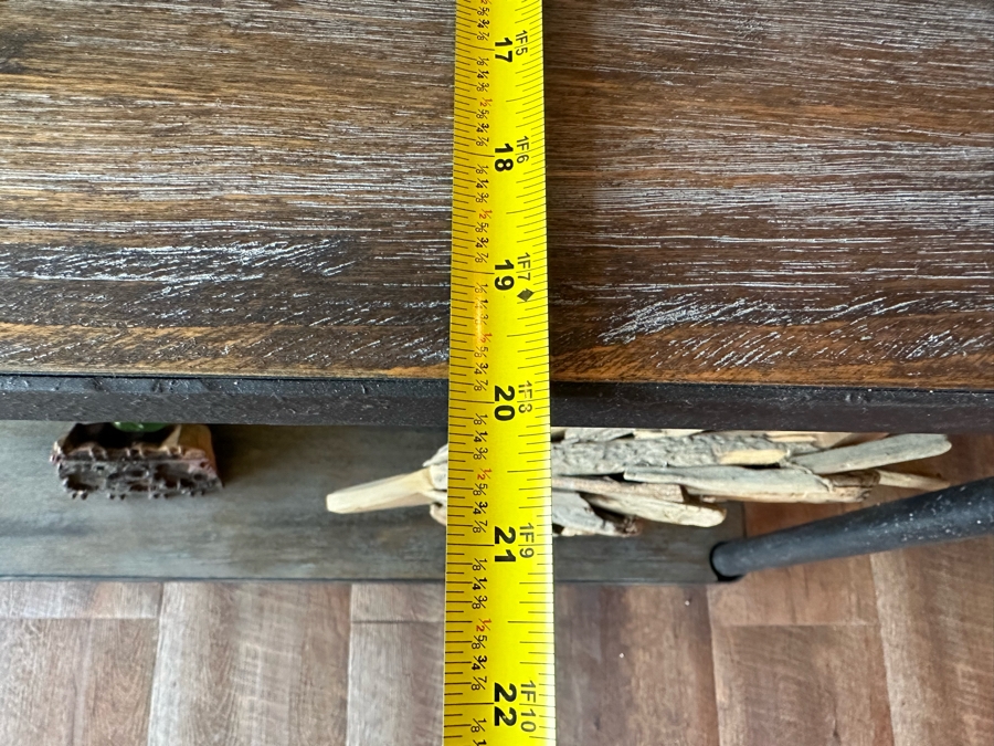 Restoration Hardware Reclaimed Wood And Metal Console Table On Casters 52'W X 20'D X 31'H [Photo 7]