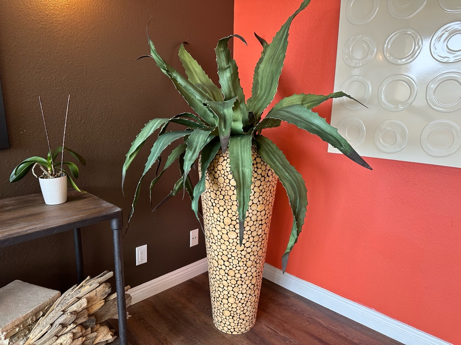 Large Cork Flower Vase With Artificial Plant 67'H