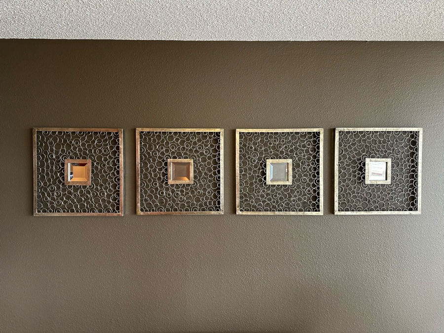 Set Of Four Metal Sculptural Circles Mirrors By The Uttermost Company 20' X 20' [Photo 3]