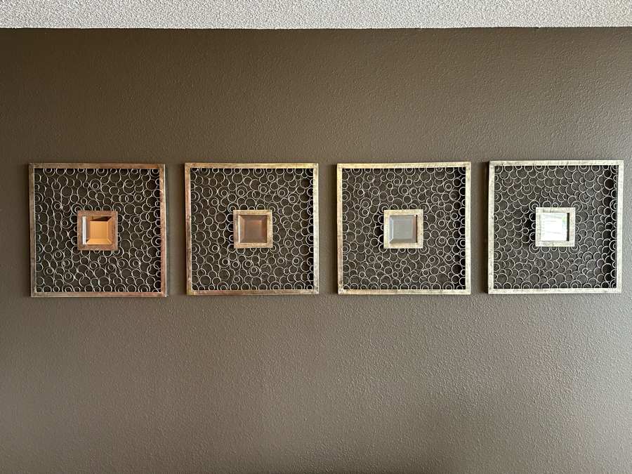 Set Of Four Metal Sculptural Circles Mirrors By The Uttermost Company 20' X 20' [Photo 4]