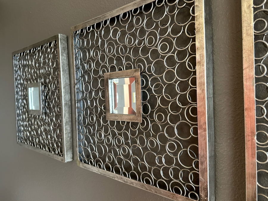 Set Of Four Metal Sculptural Circles Mirrors By The Uttermost Company 20' X 20' [Photo 7]