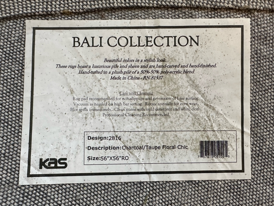 Bali Collection Charcoal / Taupe Floral Chic 56' Round Rug By KAS [Photo 5]