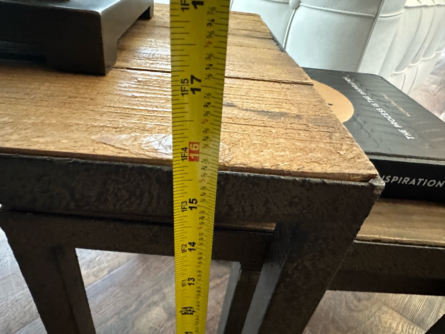 3-Piece Reclaimed Wood & Metal Nesting Tables By Zuo Era 16'W X 16'D X 16'H [Photo 8]