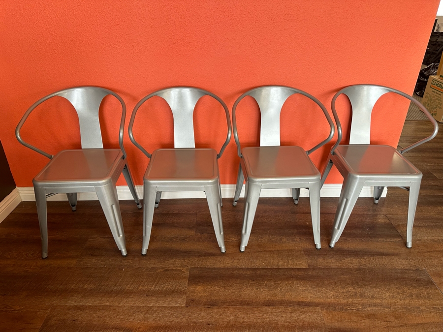 Set Of Four Modern Metal Armchairs By Dimensions [Photo 3]