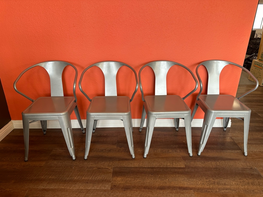 Set Of Four Modern Metal Armchairs By Dimensions