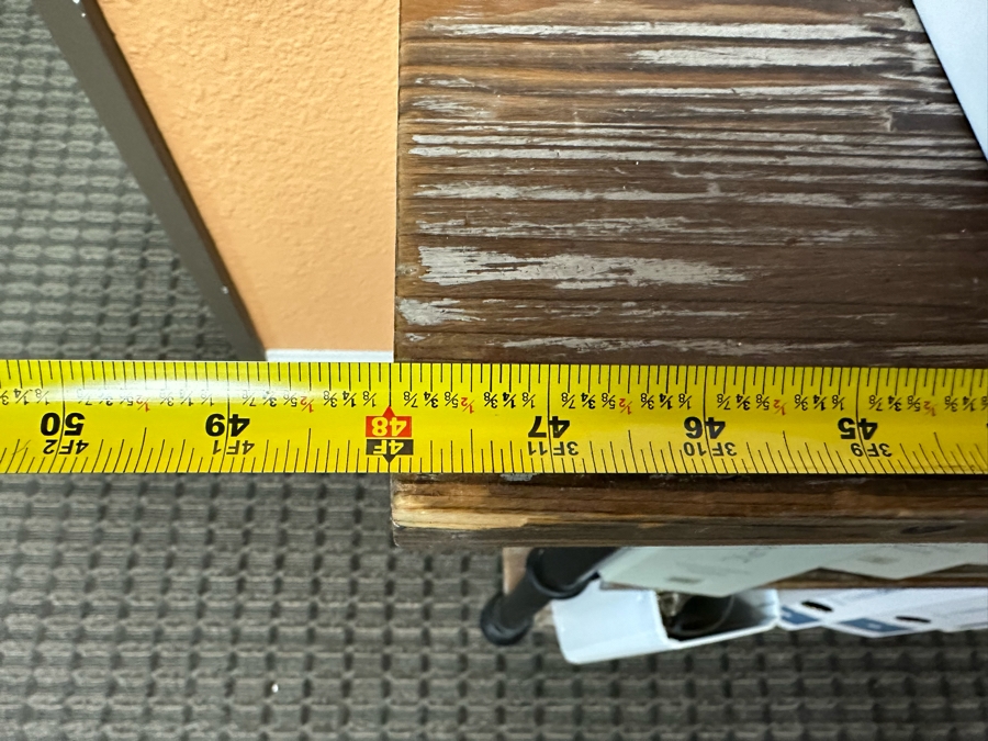 Pair Of Reclaimed Wood & Metal Console Tables Bookshelves Each Measure 48'W X 14'D X 31.5'H [Photo 9]