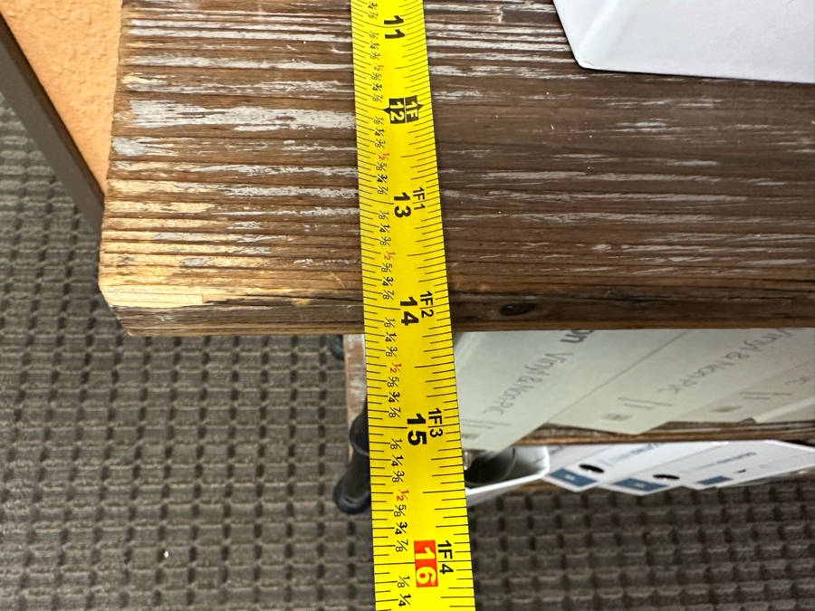 Pair Of Reclaimed Wood & Metal Console Tables Bookshelves Each Measure 48'W X 14'D X 31.5'H [Photo 10]