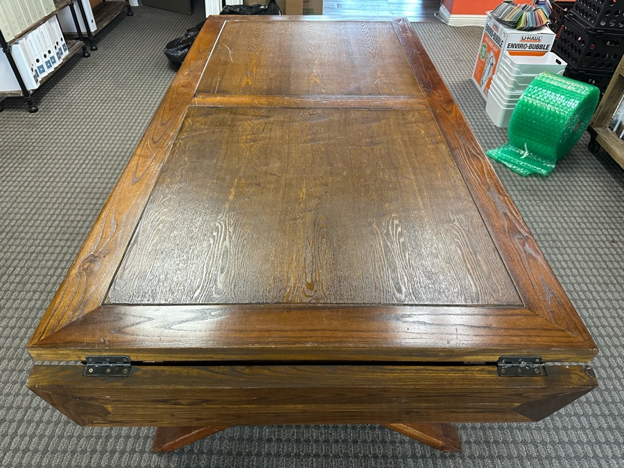 Rustic Wooden Farmhouse Cross-Legged Dining Table With Drop Leaves 78'W X 39'D X 31'H Each Leaf Is 9.75'W [Photo 4]