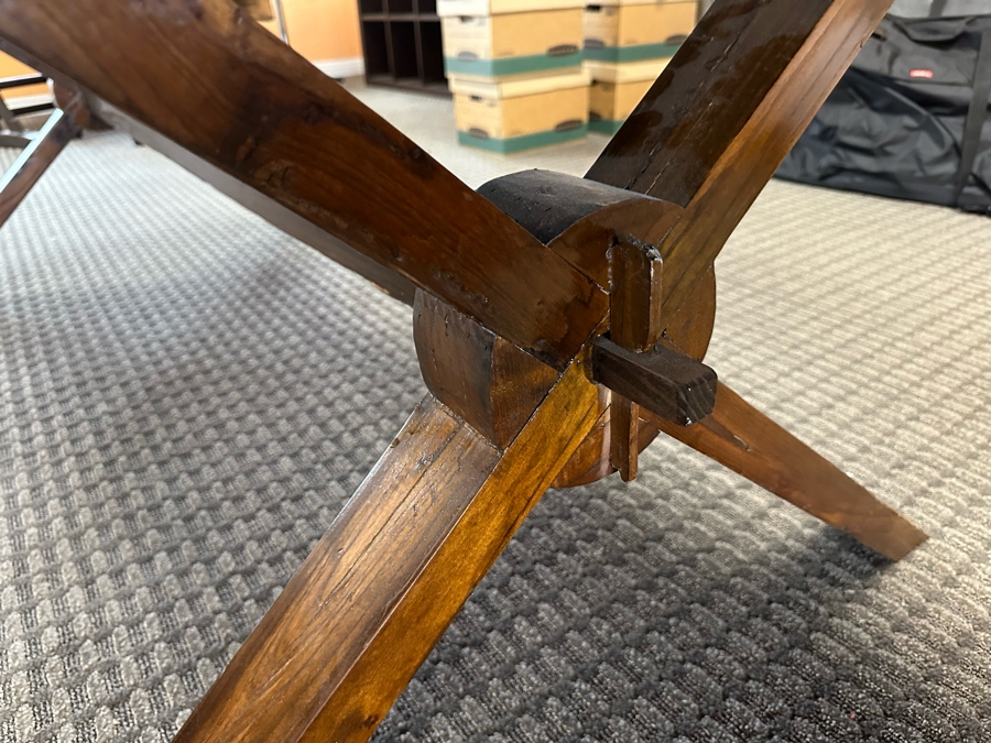 Rustic Wooden Farmhouse Cross-Legged Dining Table With Drop Leaves 78'W X 39'D X 31'H Each Leaf Is 9.75'W [Photo 7]