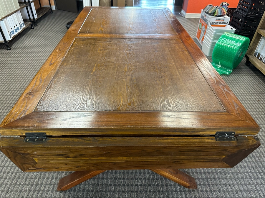 Rustic Wooden Farmhouse Cross-Legged Dining Table With Drop Leaves 78'W X 39'D X 31'H Each Leaf Is 9.75'W [Photo 3]