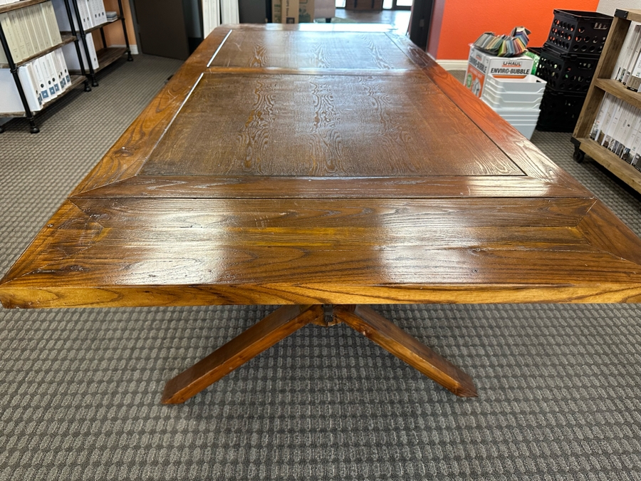 Rustic Wooden Farmhouse Cross-Legged Dining Table With Drop Leaves 78'W X 39'D X 31'H Each Leaf Is 9.75'W [Photo 8]