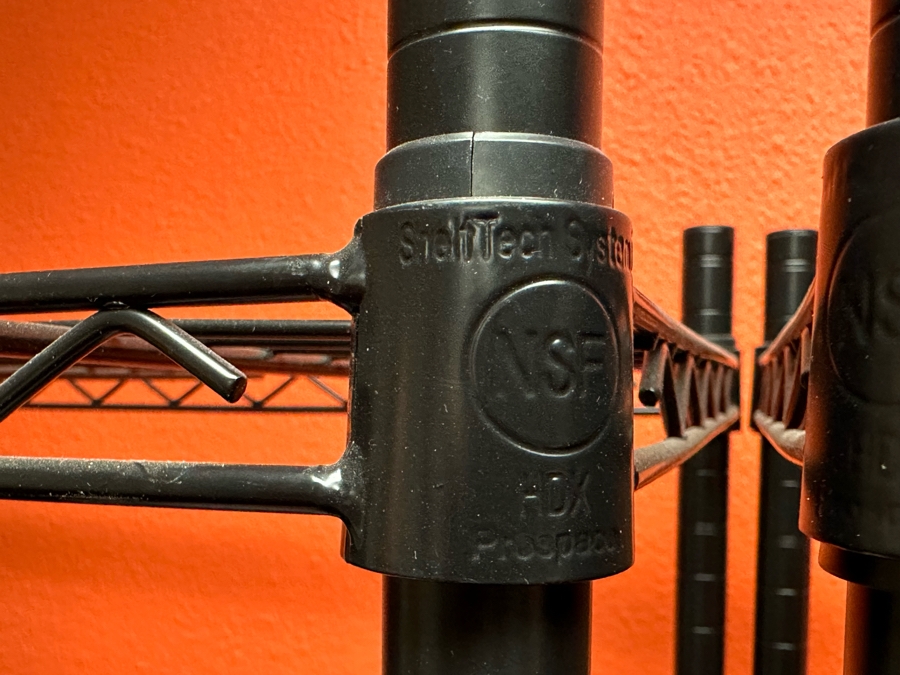 Three Black NSF Metal Wire Shelving Units Each Measures 36'W X 16'D X 72.5'H [Photo 8]