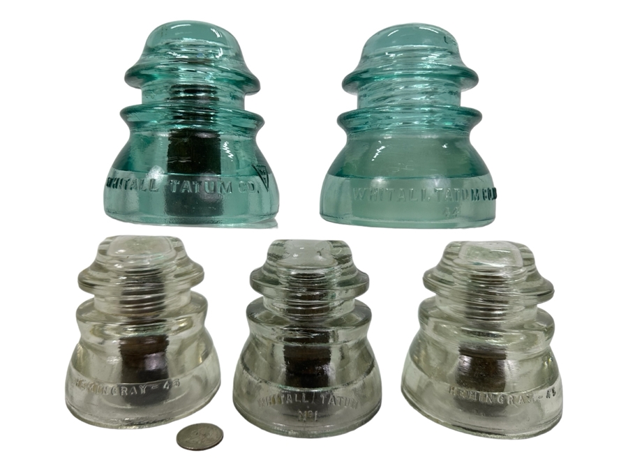 Five Vintage Glass Insulators [Photo 1]
