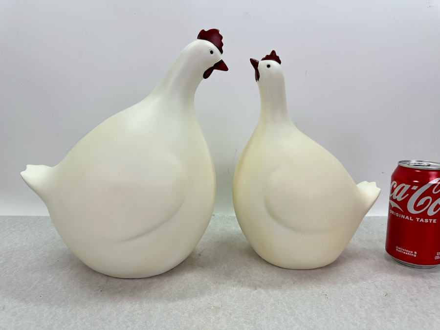 Pair Of Decorative Resin Hen Sculptures, New 11'H [Photo 2]