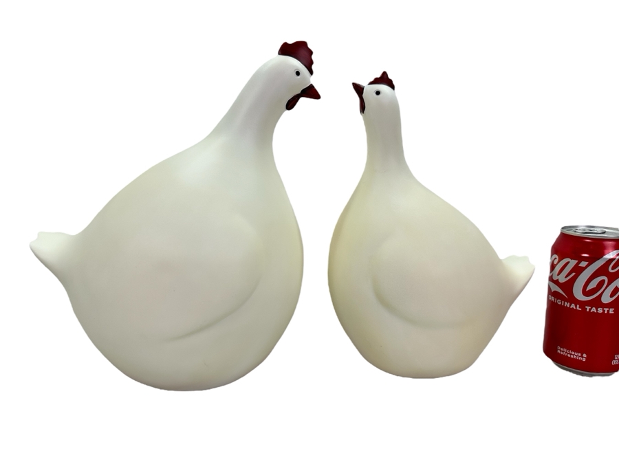 Pair Of Decorative Resin Hen Sculptures, New 11'H [Photo 1]