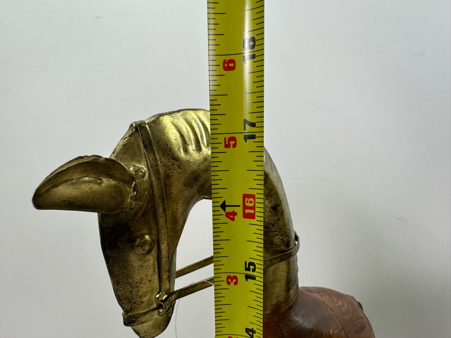 Pair Of Wood & Brass Decorative Horse Sculptures, New 17.5'H [Photo 5]
