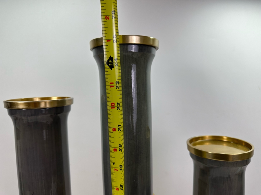 Set Of Three Metal & Ceramic Large Candle Holders By Nakasa Home, New 25'H [Photo 4]