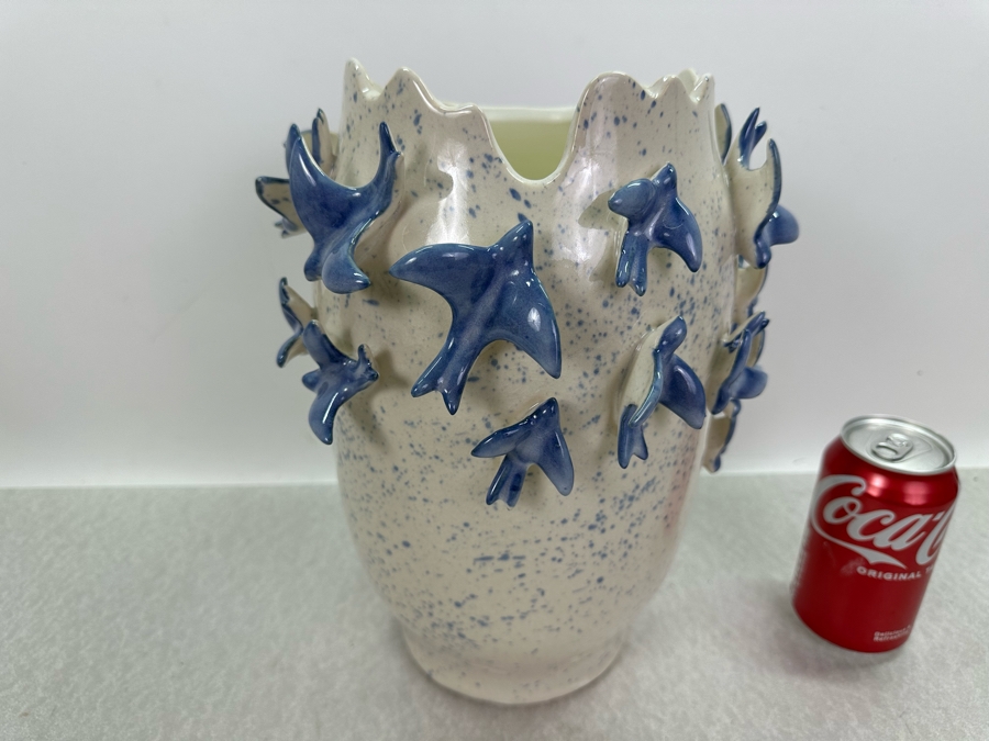 Ceramic Vase With Birds In Relief, New 12'H [Photo 2]