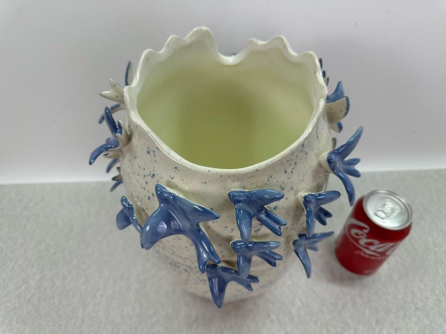 Ceramic Vase With Birds In Relief, New 12'H [Photo 6]