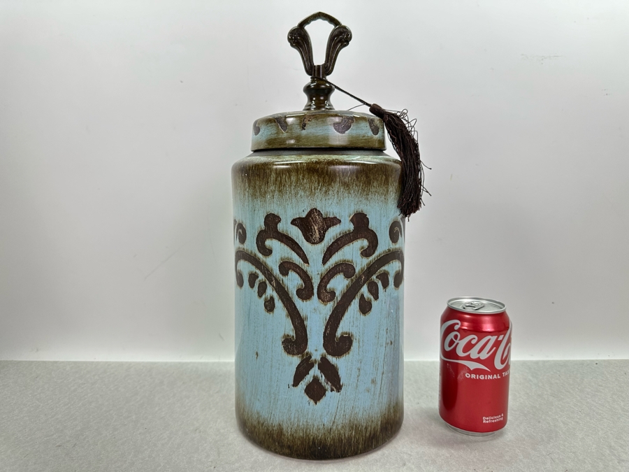 Decorative Ceramic Jar With Lid, New 16'H [Photo 2]