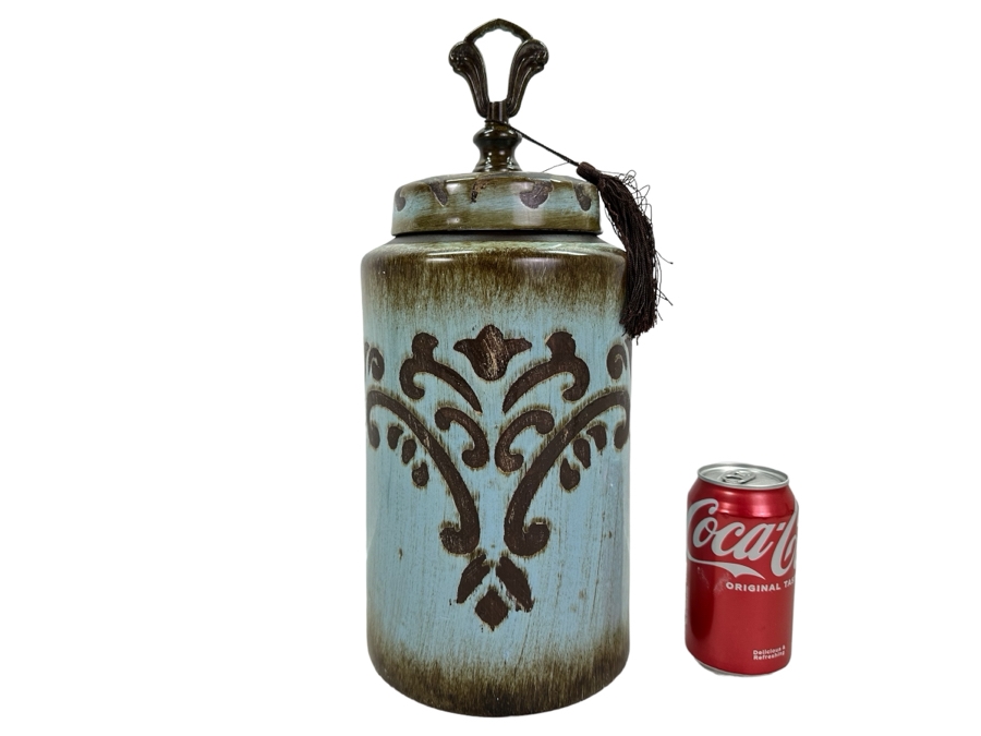 Decorative Ceramic Jar With Lid, New 16'H [Photo 1]