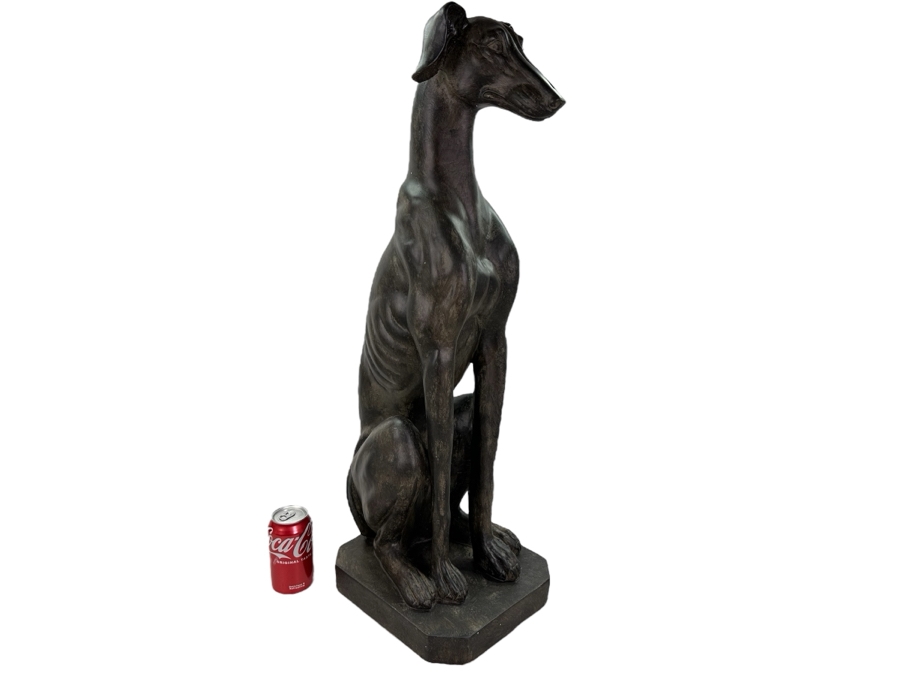 Large Resin Art Deco Style Greyhound Dog Sculpture, New 31.5'H