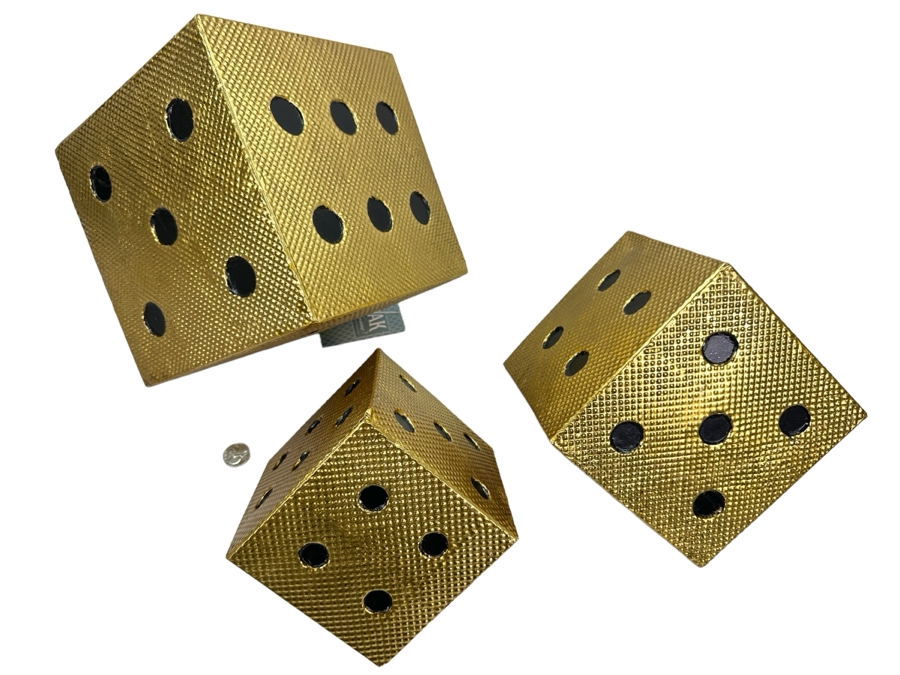 Set Of Three Decorative Metal 3-D Dice Wall Artwork By BAK Home Beth Kushnick Collection, New Largest Is 8.5'H [Photo 1]