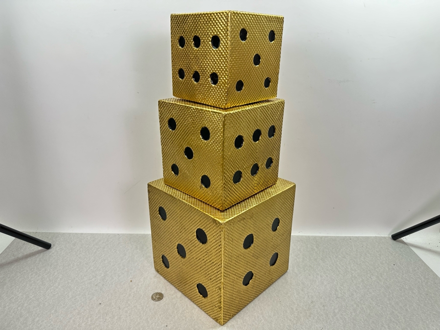 Set Of Three Decorative Metal 3-D Dice Wall Artwork By BAK Home Beth Kushnick Collection, New Largest Is 8.5'H [Photo 8]