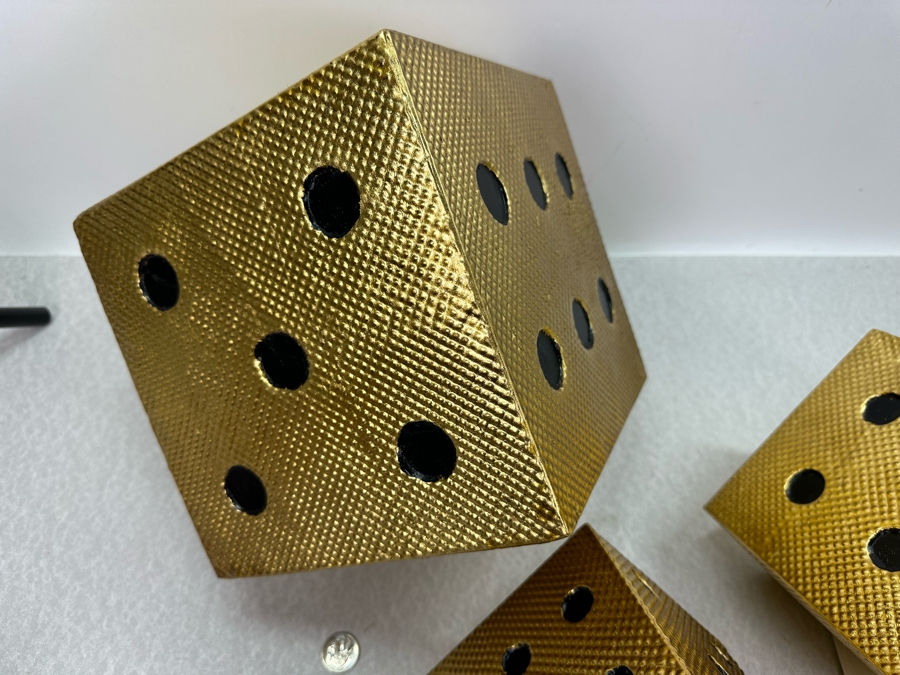 Set Of Three Decorative Metal 3-D Dice Wall Artwork By BAK Home Beth Kushnick Collection, New Largest Is 8.5'H [Photo 2]