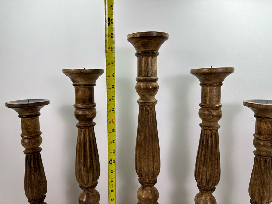 Five Wooden Candle Holders, New 23'H [Photo 5]
