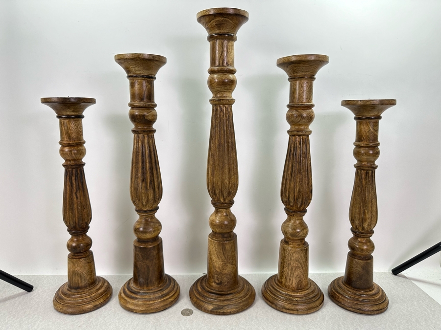 Five Wooden Candle Holders, New 23'H [Photo 2]