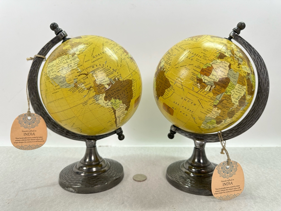 Pair Of Handcrafted Desk Globes, New 10'H [Photo 2]