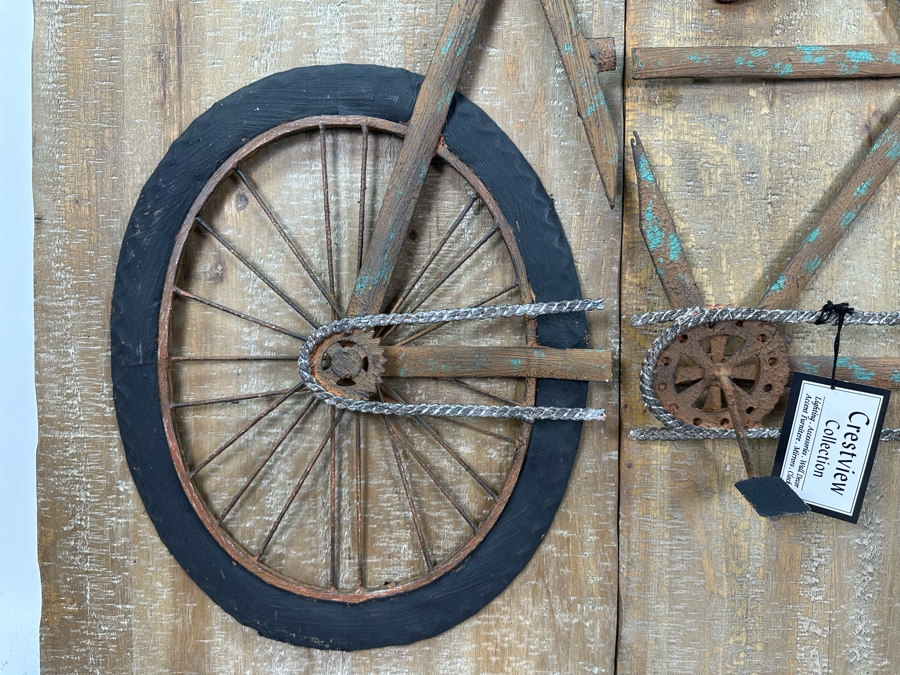 Tripytch Three-Dimensional Wood & Metal Bicycle Artwork By Crestview Collection 47'W X 29'H [Photo 4]