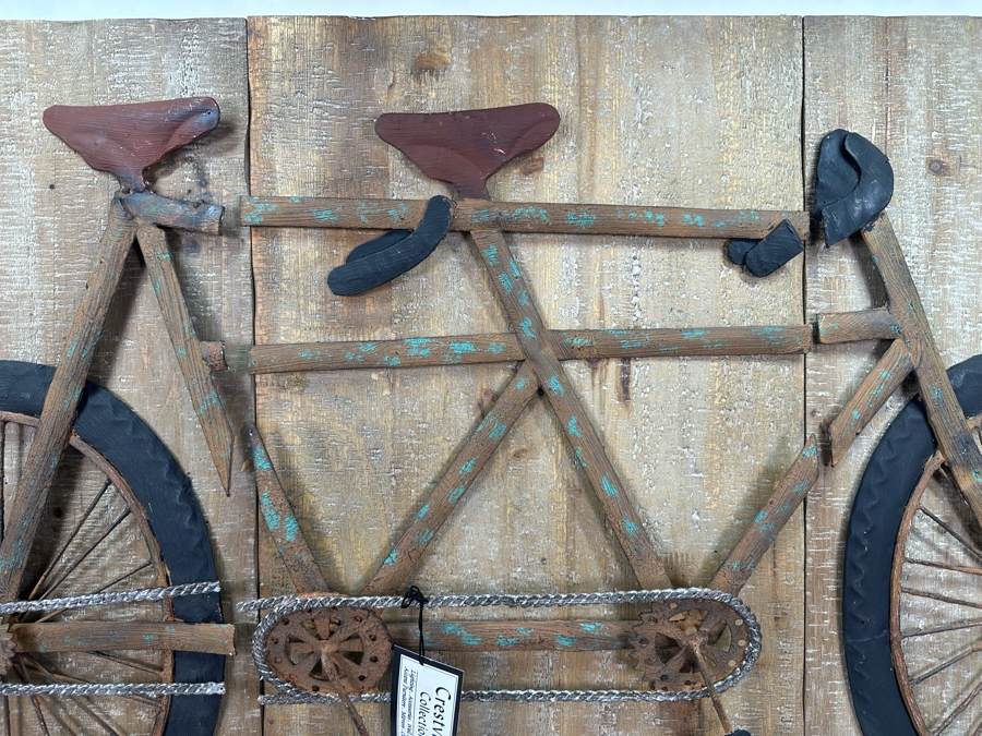 Tripytch Three-Dimensional Wood & Metal Bicycle Artwork By Crestview Collection 47'W X 29'H [Photo 5]