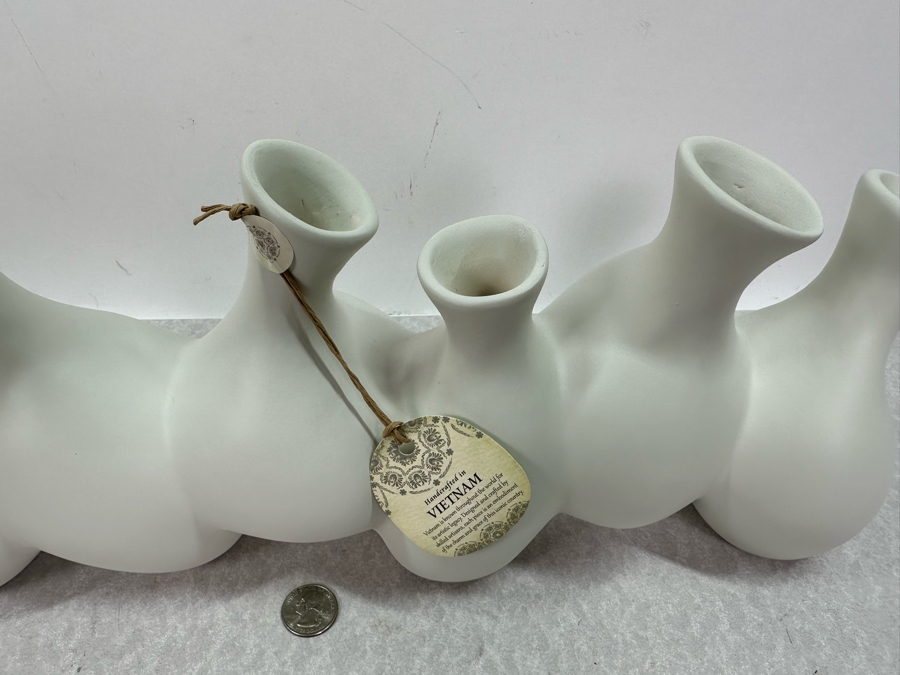 White Sculptural Ceramic Vase, New 17'W X 7'H [Photo 4]